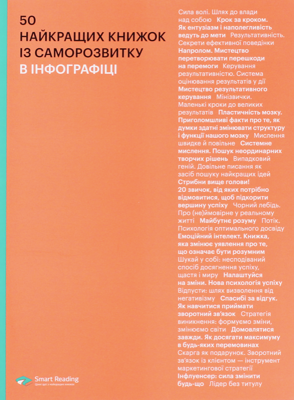 Обкладинка 50 найкращих книжок із саморозвитку в інфографіці