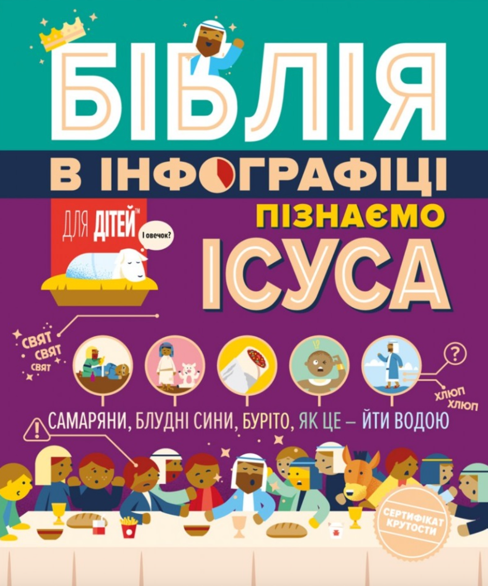 Обкладинка Біблія в інфографіці для дітей. Пізнаємо Ісуса. Частина 3