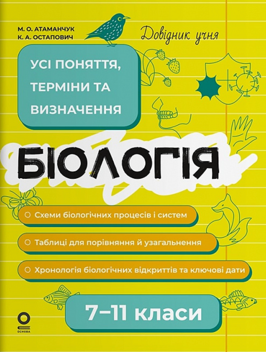 Обкладинка Довідник учня. Біологія. Усі поняття, терміни та визначення. 7–11 класи