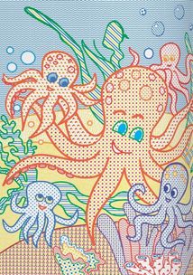 Великі водяні розмальовки з кольоровим контуром. Морські тварини. Зображення №10