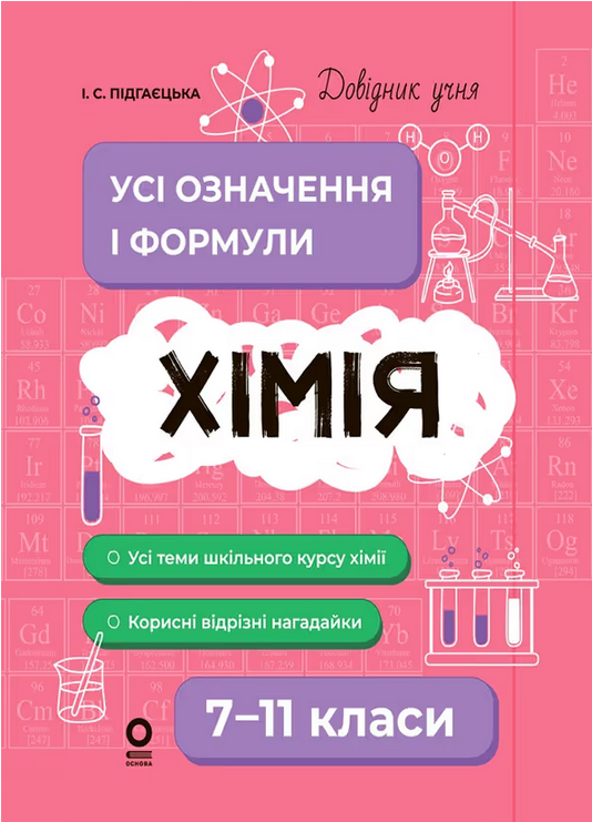 Обкладинка видання Хімія. Усі означення і формули. 7–11 класи
