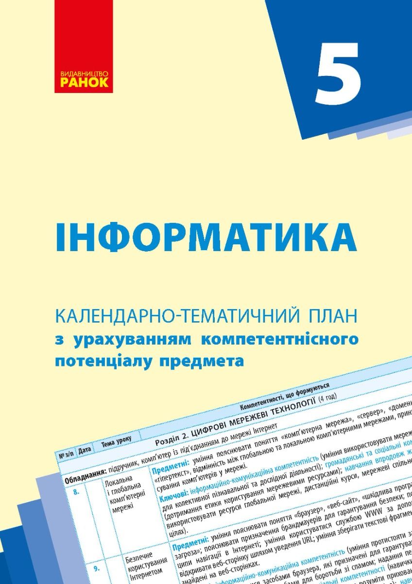 Інформатика. 5 клас. Календарно-тематичний план