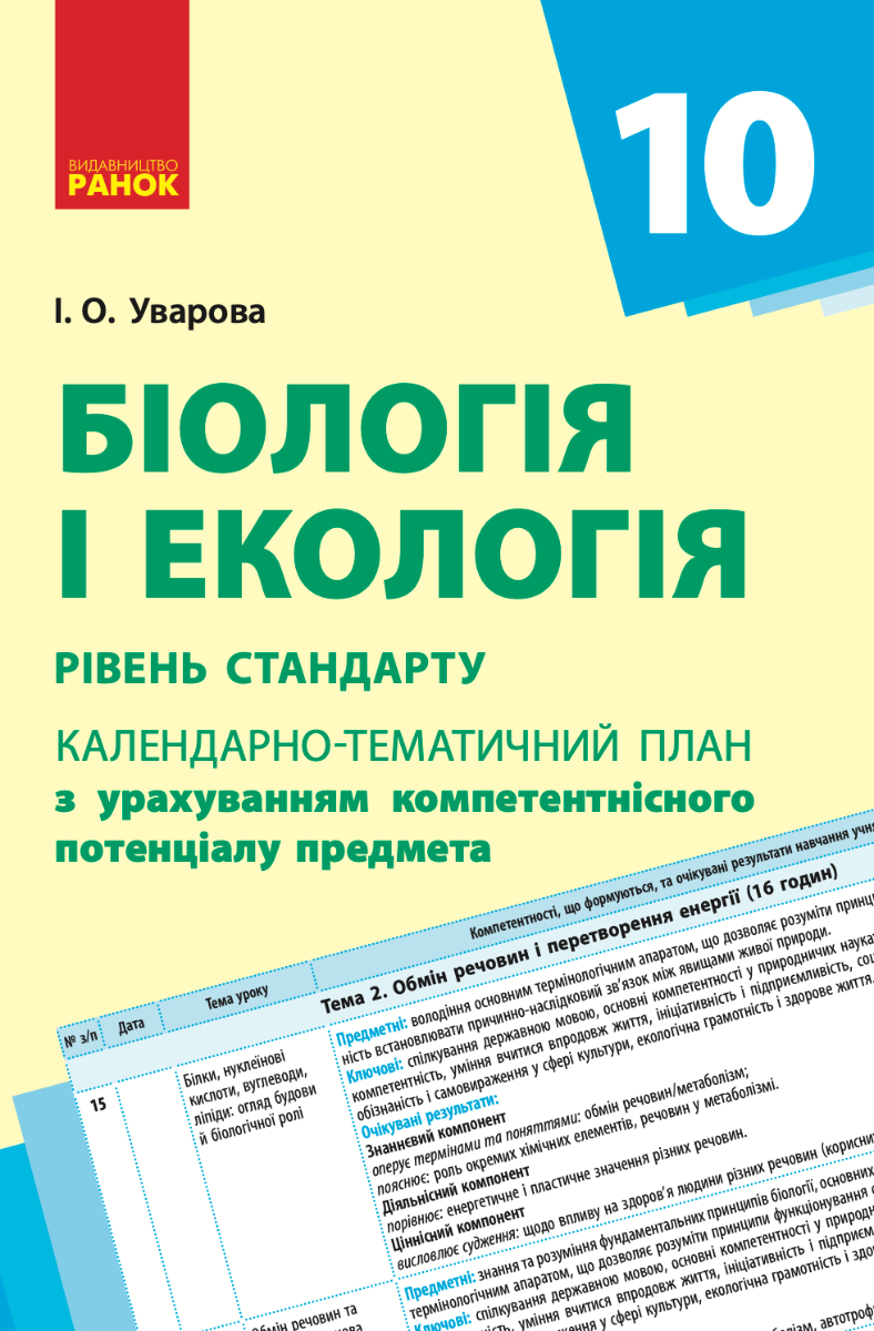 Біологія і екологія. рівень стандарту. Календарно-тематичне...