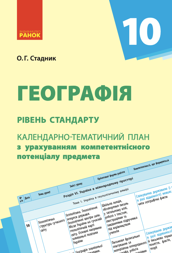 Географія. Календарно-тематичне планування. 10 клас....