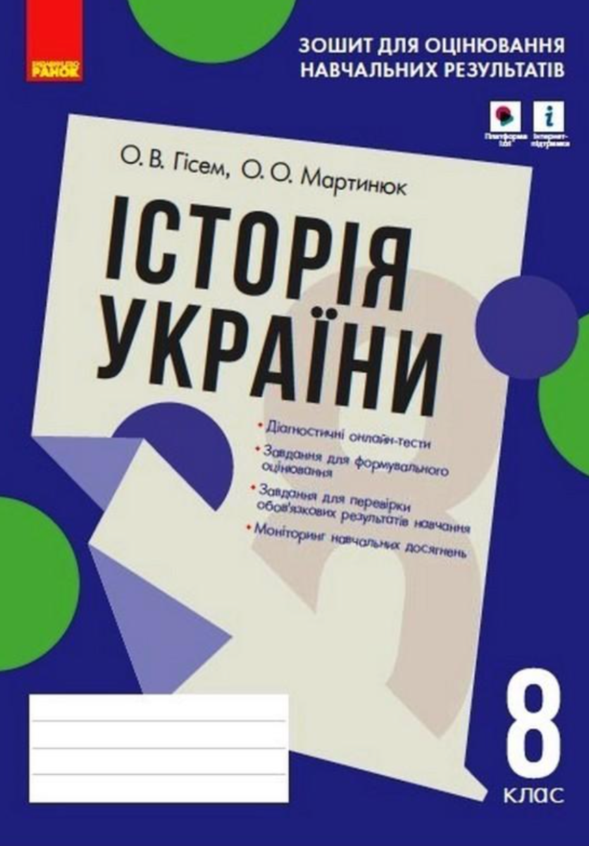 Історія України. Зошит для контрольних робіт. 8 клас